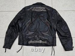 Harley Davidson MENS LARGE Leather Jacket Crosswinds Custom Speed 97002-06VM