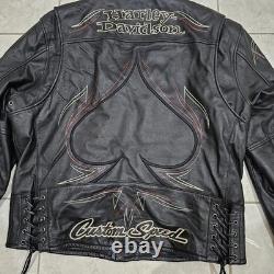 Harley Davidson MENS LARGE Leather Jacket Crosswinds Custom Speed 97002-06VM