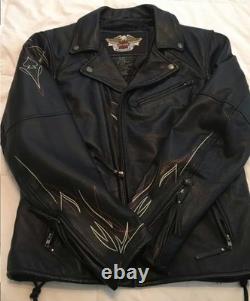 Harley Davidson MENS LARGE Leather Jacket Crosswinds Custom Speed 97002-06VM