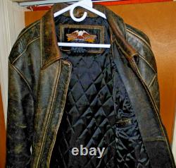 Harley Davidson MOTORCYCLE Distressed Brown Leather Jacket Men MANS XL