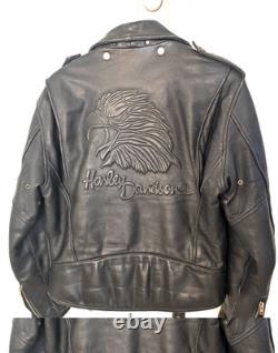 Harley Davidson Medium (40) Genuine Cowhide Leather Jacket EX Cond. Eagle Back
