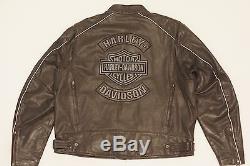 Harley Davidson Men Black Guard Reflective Leather Jacket Flames 97109-09VM 2XL