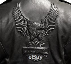 Harley Davidson Men Black Leather Motorcycle Riding Jacket Size XL (0551)