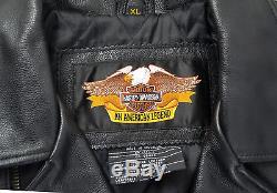 Harley Davidson Men Black Leather Motorcycle Riding Jacket Size XL (0551)