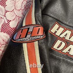 Harley Davidson Men CLASSIC CRUISER Leather Motorcycle Jacket/Size L 98114-D6vm