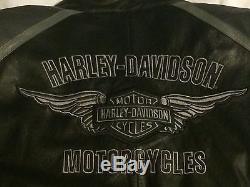 Harley Davidson Men Classic Cruiser Black Leather Jacket 3XL
