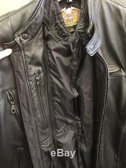 Harley Davidson Men FXRG Waterproof Pocket System Leather Jacket Size XL