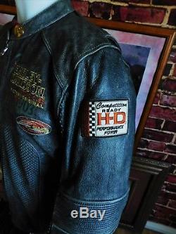 Harley Davidson Men REGULATOR Perforated Black Leather Jacket Large 97167-13VM