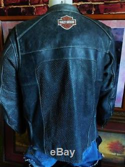 Harley Davidson Men REGULATOR Perforated Black Leather Jacket Large 97167-13VM
