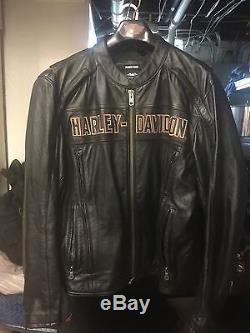 Harley Davidson Men ROADWAY Black Leather Jacket Bar & Shield XL 98015-10VM