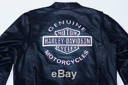 Harley Davidson Men ROAD WARRIOR Reflective B&S Leather Jacket L Tall 98138-09VM
