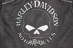Harley Davidson Men Reflective WillieG Skull Black Leather Jacket 98099-07VM 2XL