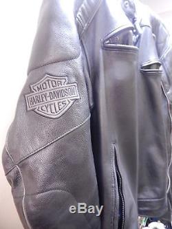 Harley Davidson Men Reflective Willie G Skull Black Leather Jacket 4XL