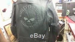 Harley Davidson Men Reflective Willie G Skull Black Leather Jacket 98099-07VL LG