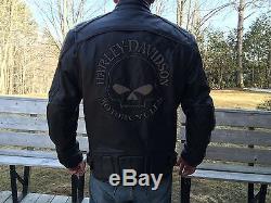 Harley Davidson Men Reflective Willie G Skull Black Leather Jacket 98099-07VL XL
