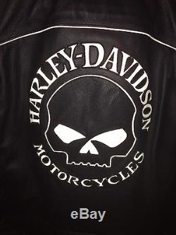 Harley Davidson Men Reflective Willie G Skull Black Leather Jacket 98099-07VM XL