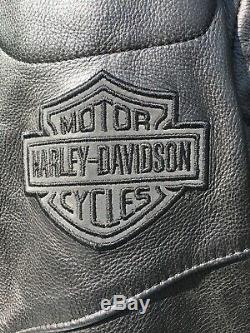 Harley Davidson Men Reflective Willie G Skull Black Leather Jacket Large