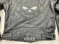 Harley Davidson Men Reflective Willie G Skull Black Leather Jacket M 98099-07VM