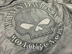 Harley Davidson Men Reflective Willie G Skull Black Leather Jacket M 98099-07VM