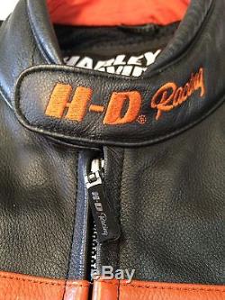 Harley Davidson Men Screamin Eagle Leather Jacket XL Raceway Screaming RARE