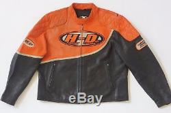 Harley Davidson Men Speed Black Orange Leather Jacket Racing 2XL Rare 98144-03VM