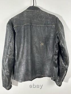 Harley Davidson Men Vintage 60's Sportster Cafe Racer Black Leather Jacket 38 M