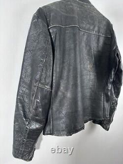 Harley Davidson Men Vintage 60's Sportster Cafe Racer Black Leather Jacket 38 M