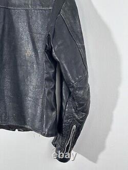 Harley Davidson Men Vintage 60's Sportster Cafe Racer Black Leather Jacket 38 M