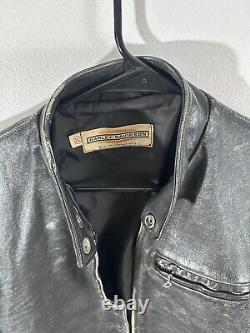 Harley Davidson Men Vintage 60's Sportster Cafe Racer Black Leather Jacket 38 M