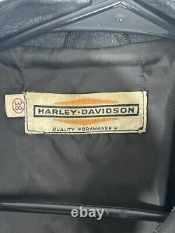Harley Davidson Men Vintage 60's Sportster Cafe Racer Black Leather Jacket 38 M