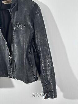 Harley Davidson Men Vintage 60's Sportster Cafe Racer Black Leather Jacket 38 M
