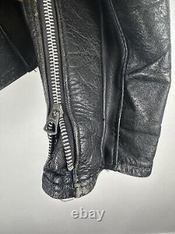 Harley Davidson Men Vintage 60's Sportster Cafe Racer Black Leather Jacket 38 M