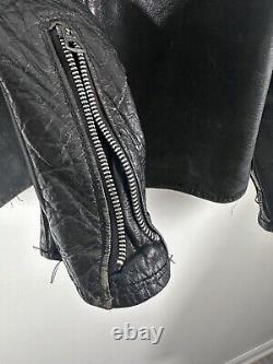 Harley Davidson Men Vintage 60's Sportster Cafe Racer Black Leather Jacket 38 M