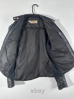 Harley Davidson Men Vintage 60's Sportster Cafe Racer Black Leather Jacket 38 M