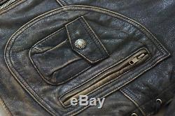 Harley Davidson Men Vintage 90's PANHEAD Convertible Black Leather Jacket Vest L