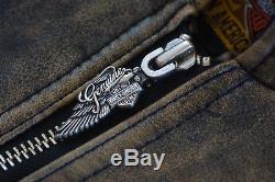 Harley Davidson Men Vintage 90's PANHEAD Convertible Brown Leather Jacket Vest L