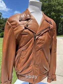 Harley Davidson Men Vintage Brown Leather Jacket Large Taking It To The Streets