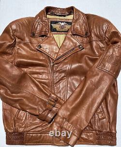 Harley Davidson Men Vintage Brown Leather Jacket Large Taking It To The Streets