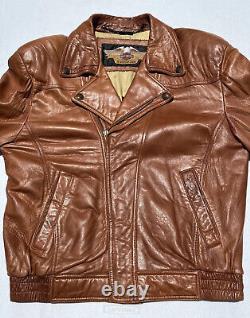 Harley Davidson Men Vintage Brown Leather Jacket Large Taking It To The Streets