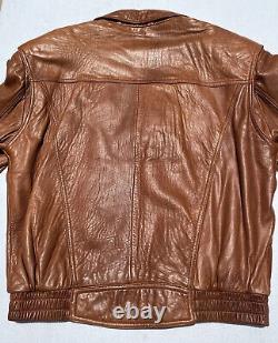 Harley Davidson Men Vintage Brown Leather Jacket Large Taking It To The Streets