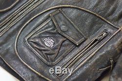 Harley Davidson Men Vintage PANHEAD Convertible Brown Leather Jacket Vest L Rare