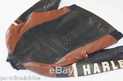 Harley Davidson Men Vintage USA Made Cruiser Bomber Leather Jacket Emboss B&S L