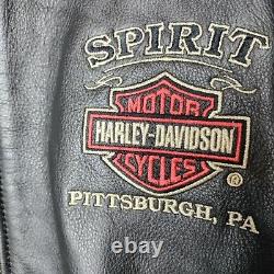 Harley Davidson Men XL Spirit Pittsburgh, PA Genuine Leather Motorcycle Jacket