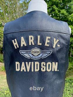 Harley Davidson Men's 100th Anniversary Black Leather Vest Large MINT