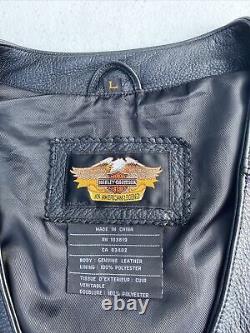 Harley Davidson Men's 100th Anniversary Black Leather Vest Large MINT