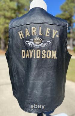 Harley Davidson Men's 100th Anniversary Black Leather Vest Large MINT