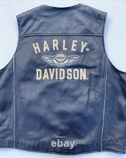 Harley Davidson Men's 100th Anniversary Black Leather Vest Large MINT