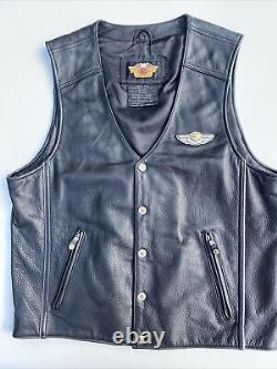 Harley Davidson Men's 100th Anniversary Black Leather Vest Large MINT