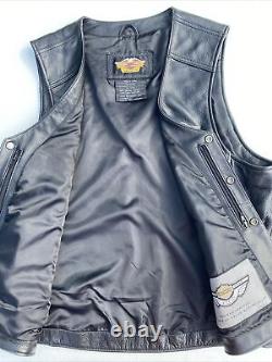 Harley Davidson Men's 100th Anniversary Black Leather Vest Large MINT