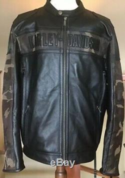 Harley Davidson Men's 2XL Camo & Black Vented Leather Jacket in Great Condition